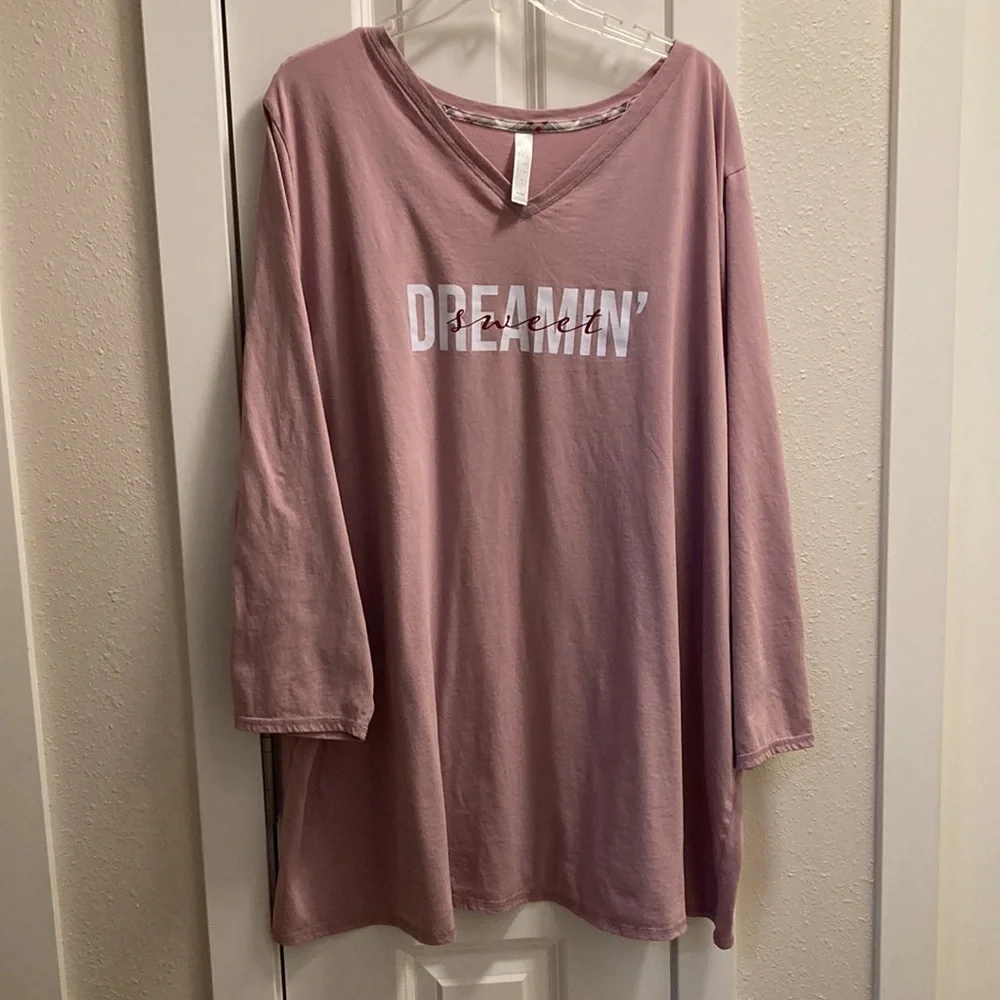 Sleep by Cacique Lavender 3/4 Sleeve Sleep PJ Top Size 34/36